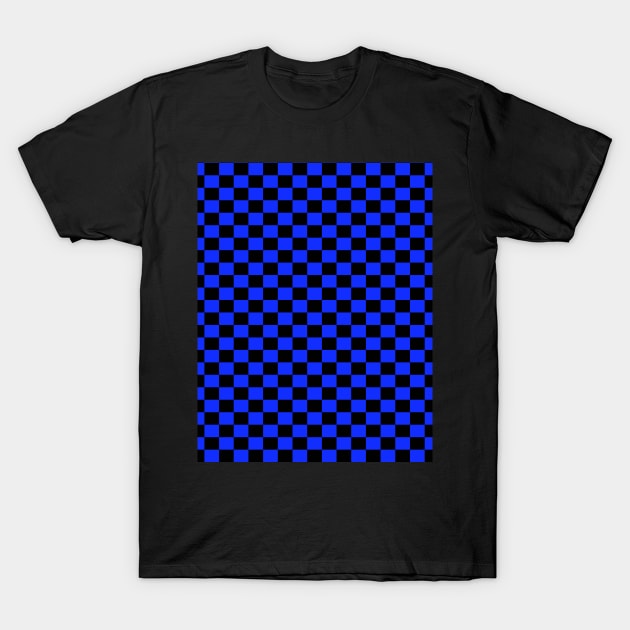 checkered Blue And Black T-Shirt by DragonTees